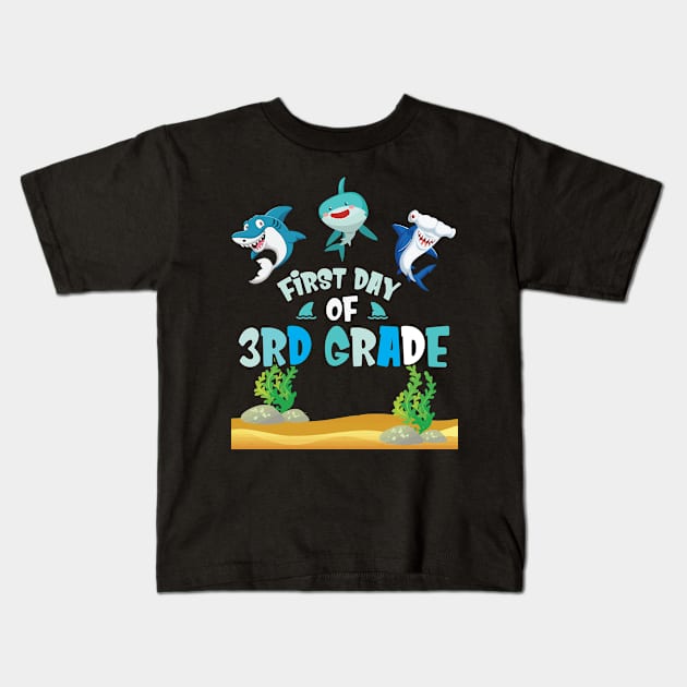 First Day Of 3rd Grade Sharks Students Happy Back To School First Day Of School Kids T-Shirt by joandraelliot